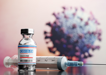 canva vaccines syringe and virus molecule